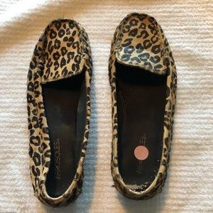 Aero soles real leopard calf hair loafers! Size 8!